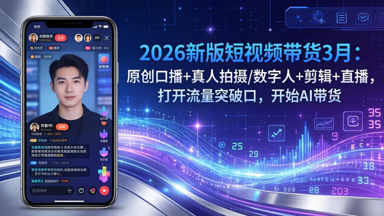 2026新版短视频带货3月：原创口播+真人拍摄/数字人+剪辑+直播，打开流量突破口，开始AI带货-资源后花园
