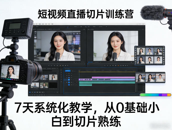 短视频直播切片训练营，7天系统化教学，从0基础小白到切片熟练-资源后花园