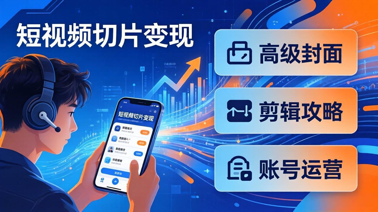 短视频切片变现速成班2.0：高级封面+剪辑攻略+账号运营，0基础小白快速入局副业-资源后花园