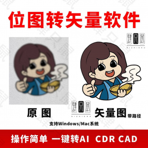 图片位图转矢量ai/cdr/cad软件logo自动抠图高清线条路径雕刻制作-资源后花园