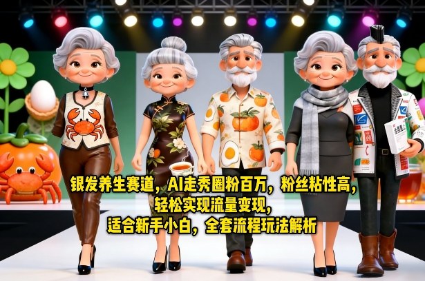 银发养生赛道，AI走秀圈粉百万，粉丝粘性高，轻松实现流量变现，适合新手小白，全套流程玩法解析-资源后花园