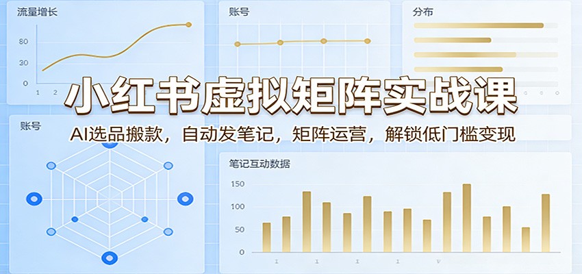 小红书虚拟矩阵实战课：AI选品搬款，自动发笔记，矩阵运营，解锁低门槛变现-资源后花园