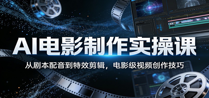 AI电影制作实操课：从剧本配音到特效剪辑，电影级视频创作技巧-资源后花园