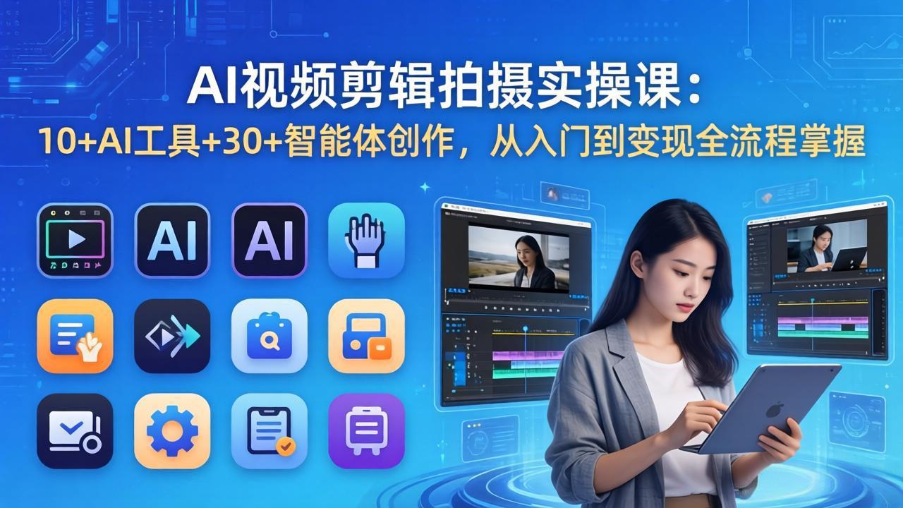 AI 视频剪辑拍摄实操课：10+AI工具+30+智能体创作，从入门到变现全流程掌握-资源后花园