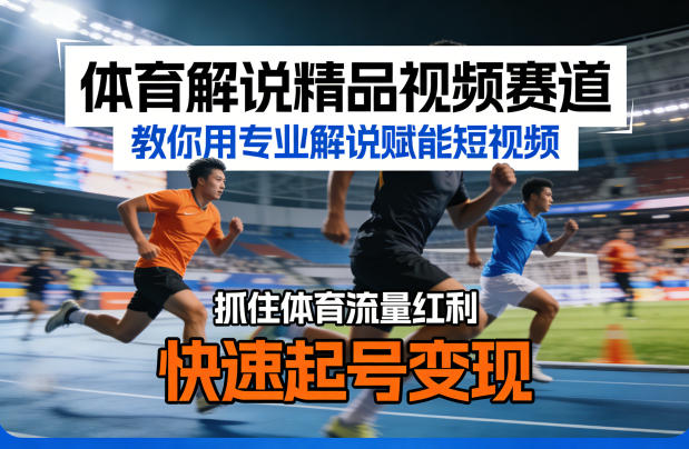 体育解说精品视频赛道，教你用专业解说赋能短视频，抓住体育流量红利，快速起号变现-资源后花园