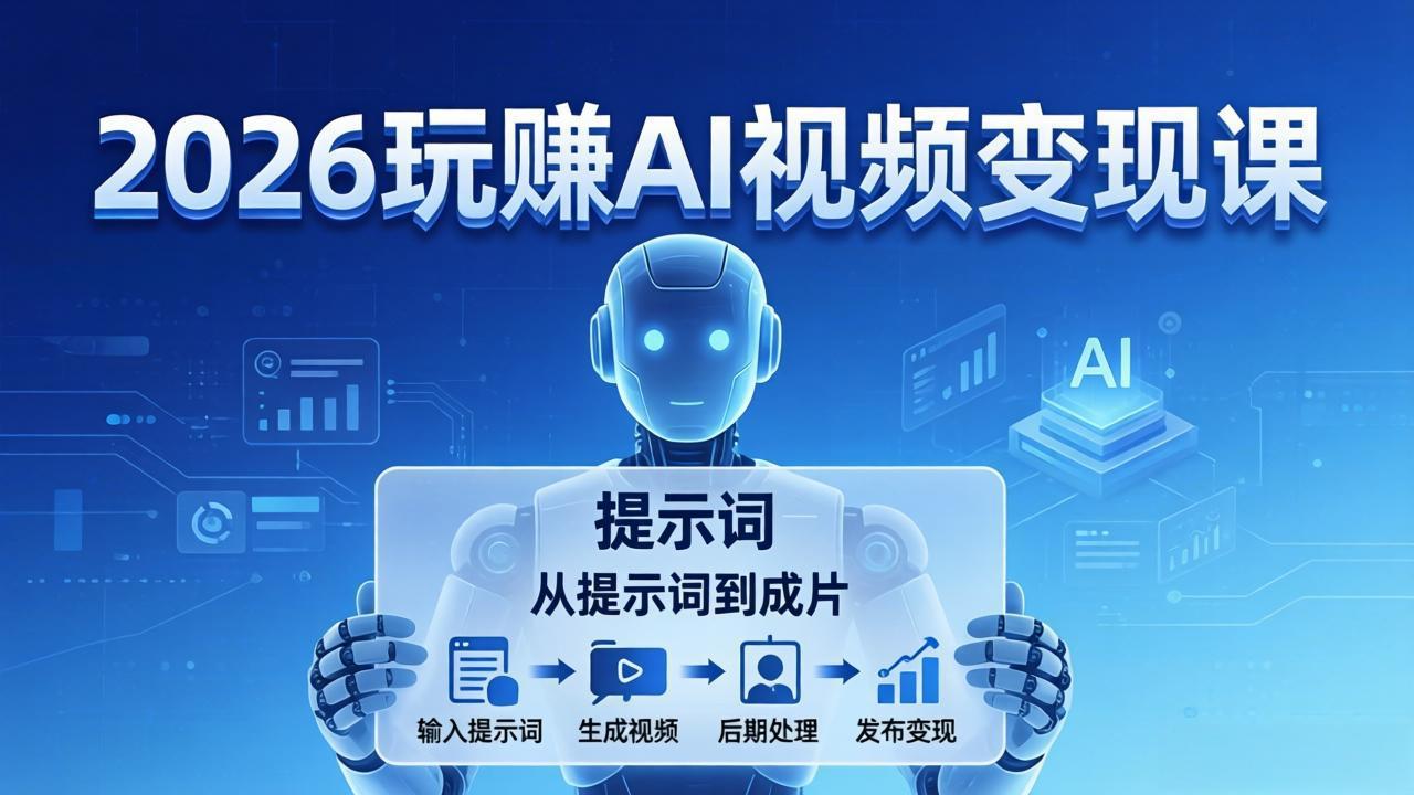 2026玩赚AI视频变现课:掌握 AI 视频全流程技能,从提示词到成片高效产出