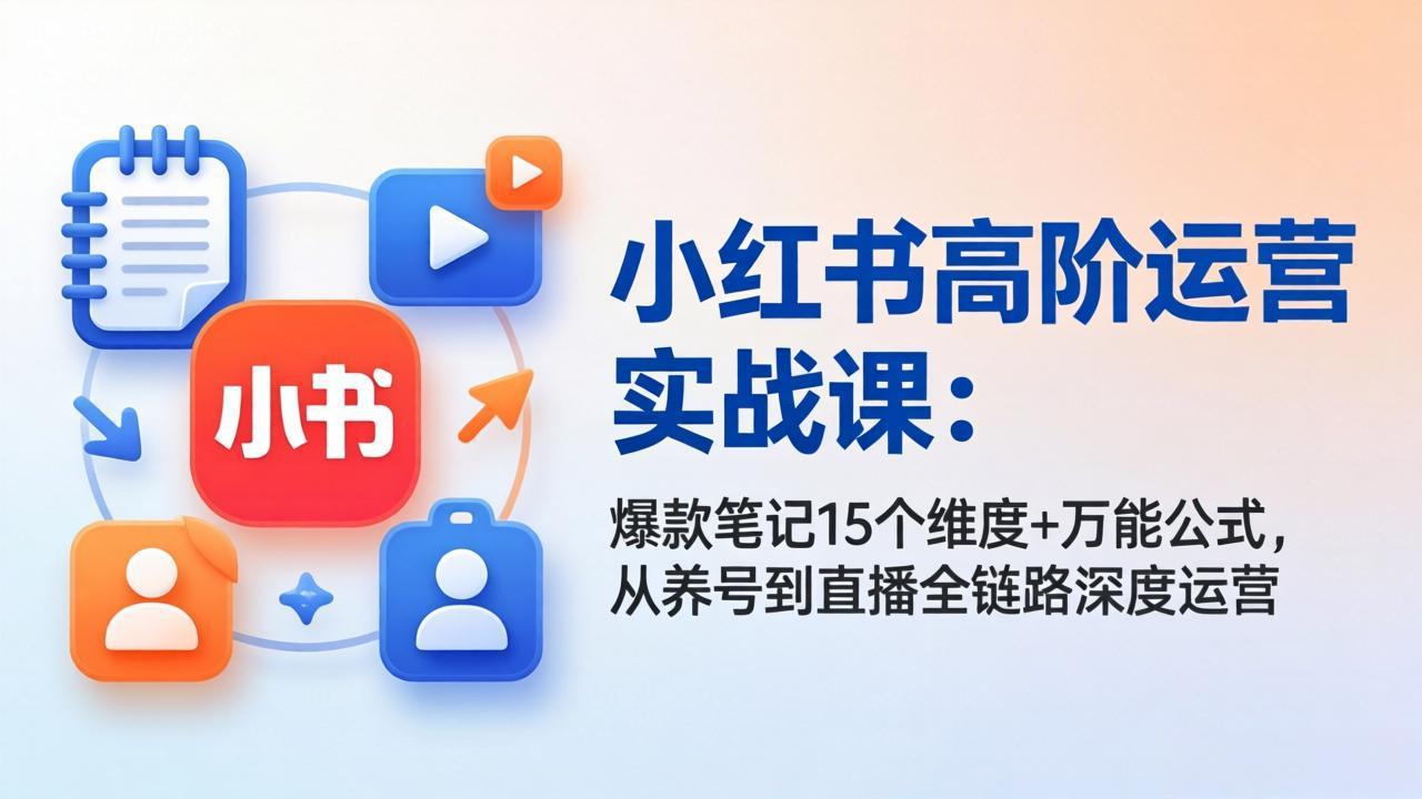 小红书高阶运营实战课：爆款笔记15个维度+万能公式，从养号到直播全链路深度运营-资源后花园