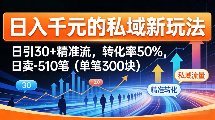 日入千米的私域新玩法：日引30＋精准流，转化率50%，日卖5-10笔(单笔300米)-资源后花园
