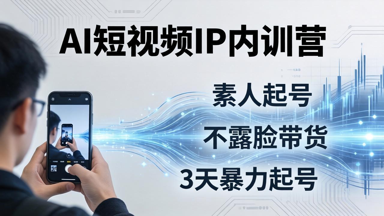 2026AI短视频IP内训营：从素人起号到不露脸带货，3天暴力起号全流程拆解-资源后花园