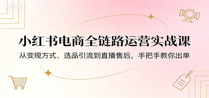 小红书电商全链路运营实战课：从变现方式、选品引流到直播售后，手把手教你出单-资源后花园