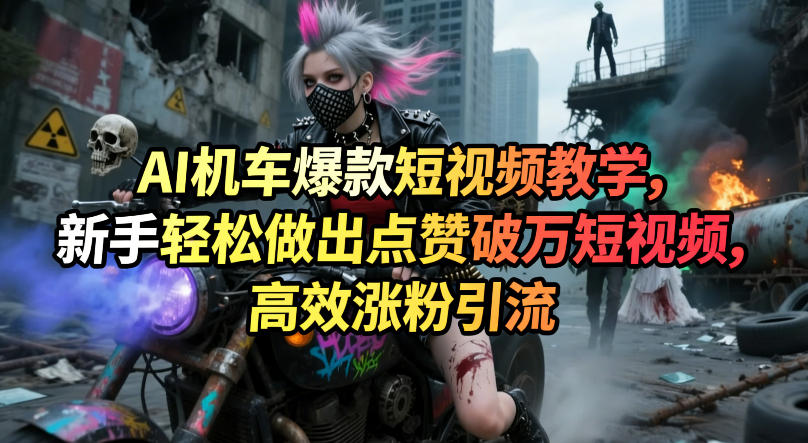 AI机车爆款短视频教学，新手轻松做出点赞破万短视频，高效涨粉引流-资源后花园
