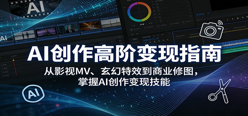 AI创作高阶变现指南：从影视MV、玄幻特效到商业修图，掌握AI创作变现技能-资源后花园