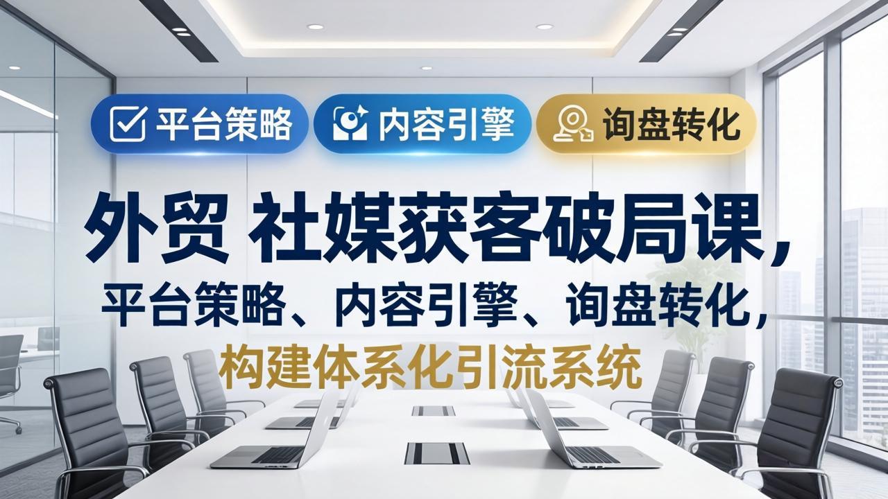 外贸 社媒获客破局课，平台策略、内容引擎、询盘转化，构建体系化引流系统(更新26年3月-资源后花园