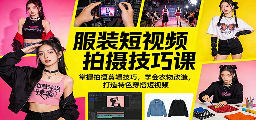 服装短视频拍摄技巧课：掌握拍摄剪辑技巧，学会衣物改造，打造特色穿搭短视频-资源后花园