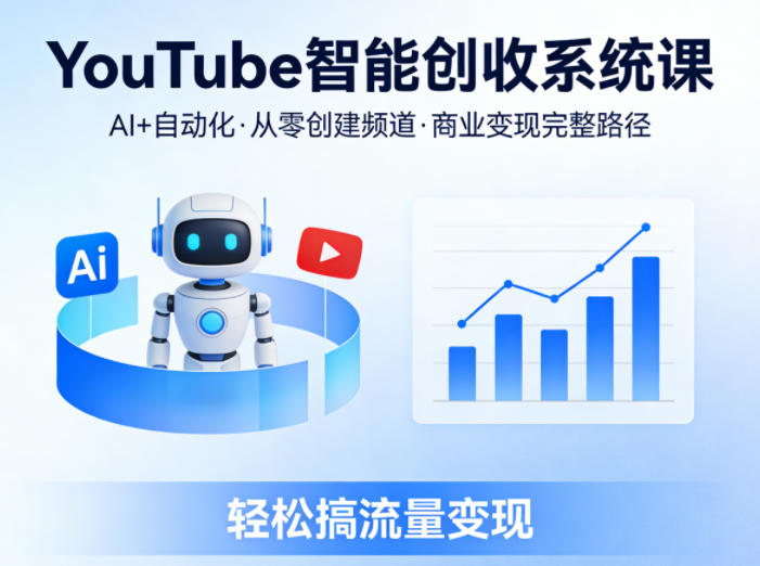 YouTube智能创收系统课，AI+自动化，从零创建YouTube频道并实现商业变现的完整路径，轻松搞流量变现-资源后花园