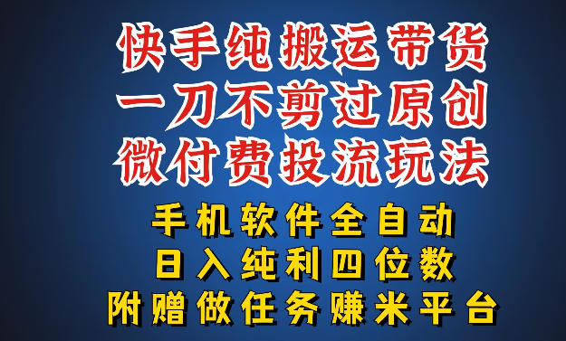 最新黑科技快手搬运带货方法，手机就能操作，轻松带你日入四位数【揭秘】-资源后花园