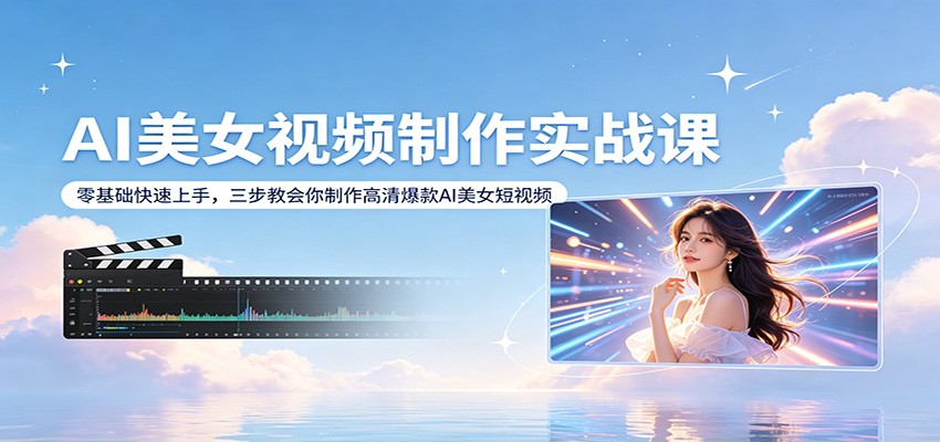 AI美女视频制作实战课：零基础快速上手，三步教会你制作高清爆款AI美女短视频-资源后花园