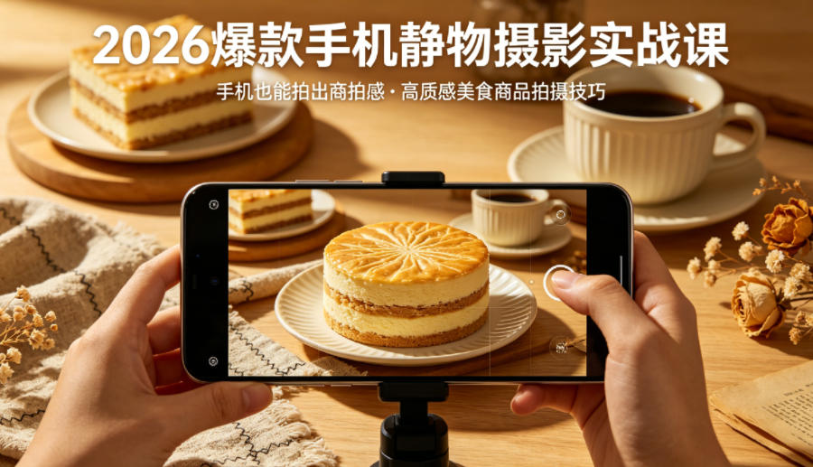2026爆款手机静物摄影实战课，手机也能拍出商拍感，学会拍出高质感美食商品-资源后花园