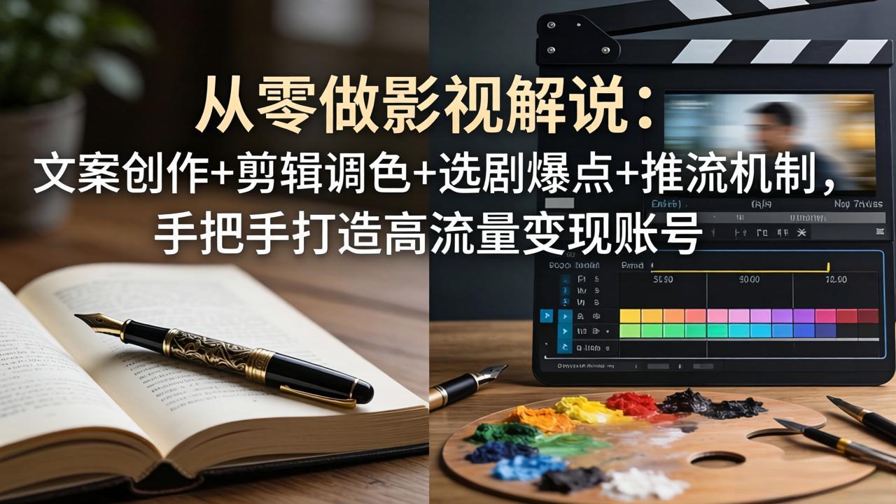 从零做影视解说：文案创作+剪辑调色+选剧爆点+推流机制，手把手打造高流量变现账号-资源后花园