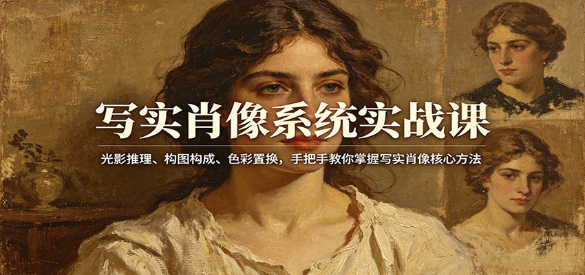 写实肖像系统实战课：光影推理、构图构成、色彩置换，手把手教你掌握写实肖像核心方法-资源后花园