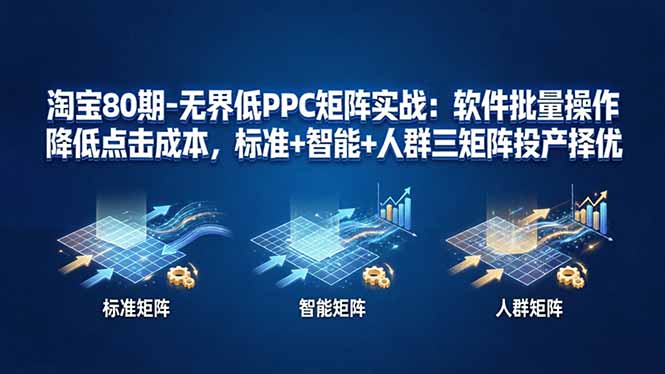 淘宝80期-无界低PPC矩阵实战：软件批量操作降低点击成本，标准+智能+人群三矩阵投产择优-资源后花园