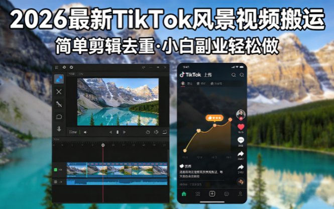 2026最新TikTok风景视频搬运简单剪辑去重小白副业月入 8000-资源后花园