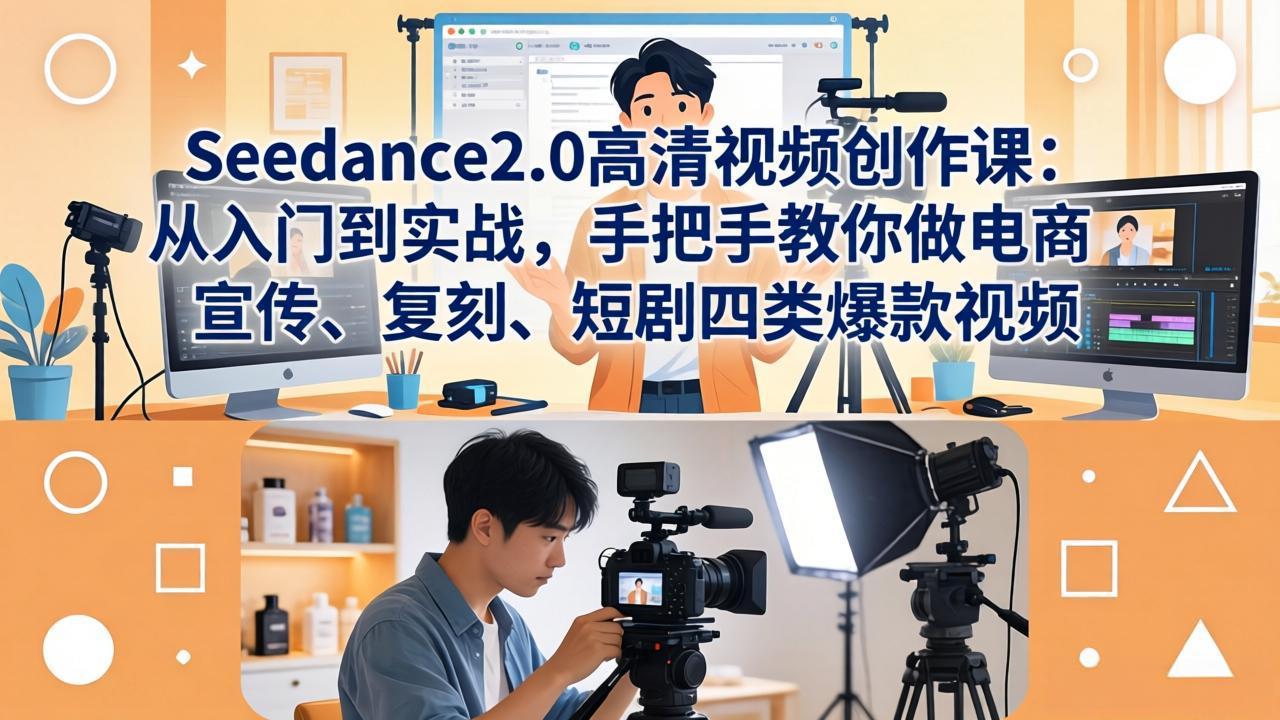 Seedance2.0高清视频创作课:从入门到实战,手把手教你做电商、宣传、复刻、短剧四类爆款视频-资源后花园