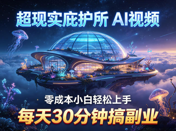 超现实庇护所AI视频项目拆解，零成本小白轻松上手，每天30分钟搞副业-资源后花园