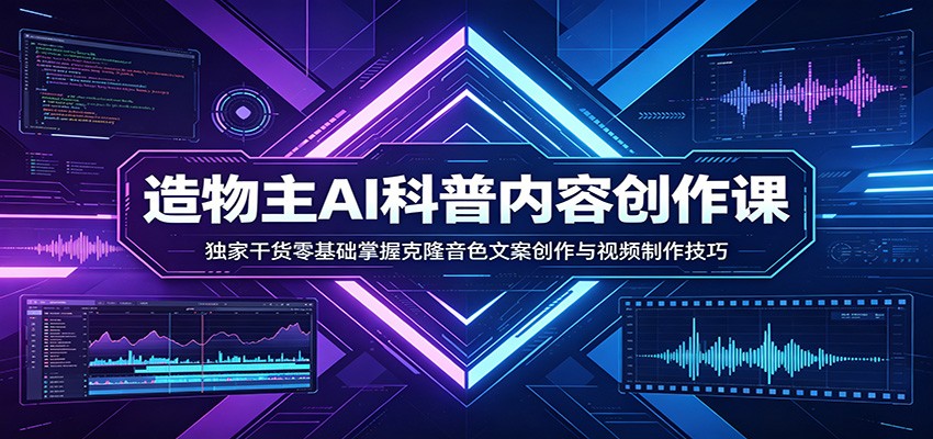 AI科普内容创作课：独家干货零基础掌握克隆音色文案创作与视频制作技巧-资源后花园
