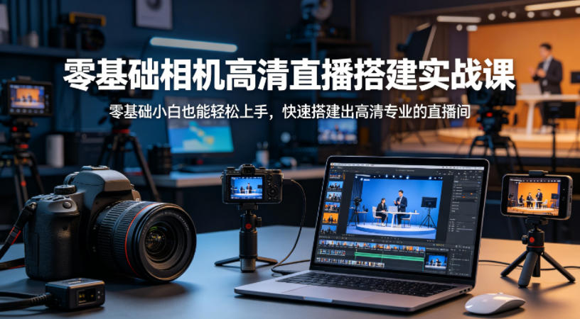 零基础相机高清直播间搭建实战课,小白也能轻松上手,快速搭建出高清专业的直播间-资源后花园