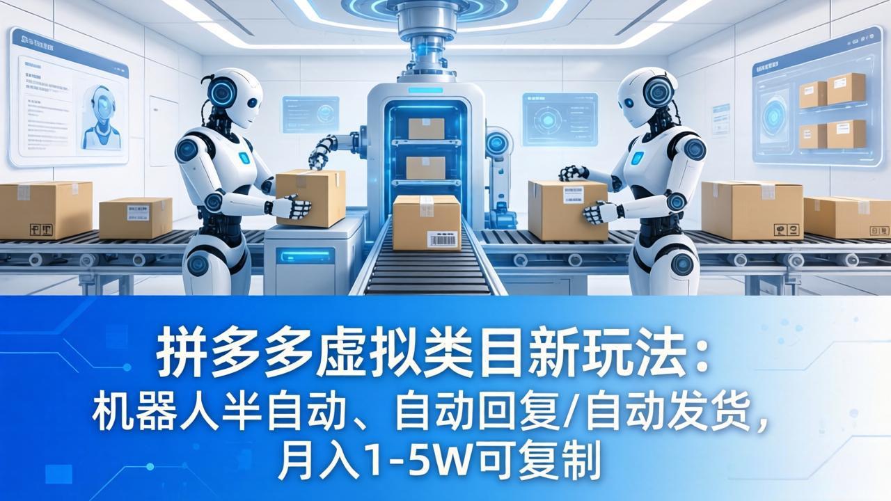 拼多多虚拟类目新玩法：机器人半自动、自动回复 /自动发货，月入 1-5W 可复制-资源后花园