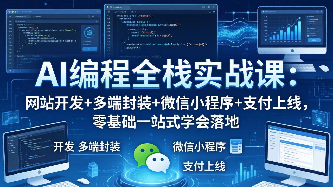 AI编程全栈实战课：网站开发+多端封装+微信小程序+支付上线，零基础一站式学会落地-资源后花园