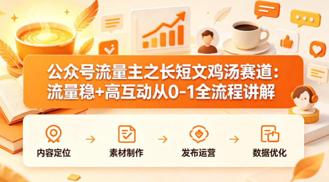 公众号流量主之长短文鸡汤赛道，流量稳+高互动，从0-1全流程讲解-资源后花园