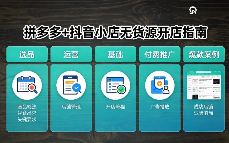 拼多多+抖音小店无货源开店，包括：选品、运营、基础、付费推广、爆款案例等(更新26年4月)-资源后花园