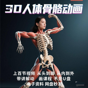中医人体骨骼肌肉学习3D动态讲解演示视频自学零基础中医人体高考-资源后花园