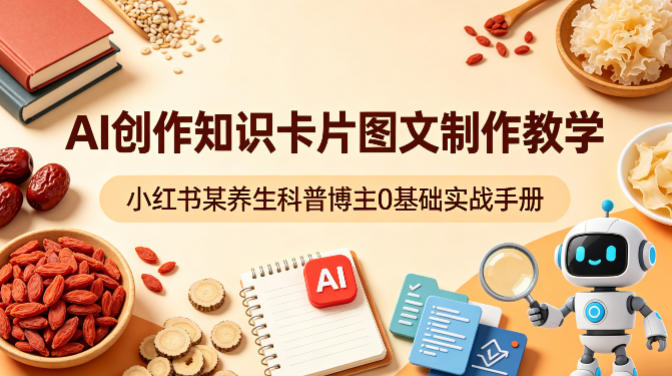 AI创作知识卡片图文制作教学，小红书某养生科普博主0基础实战手册-资源后花园