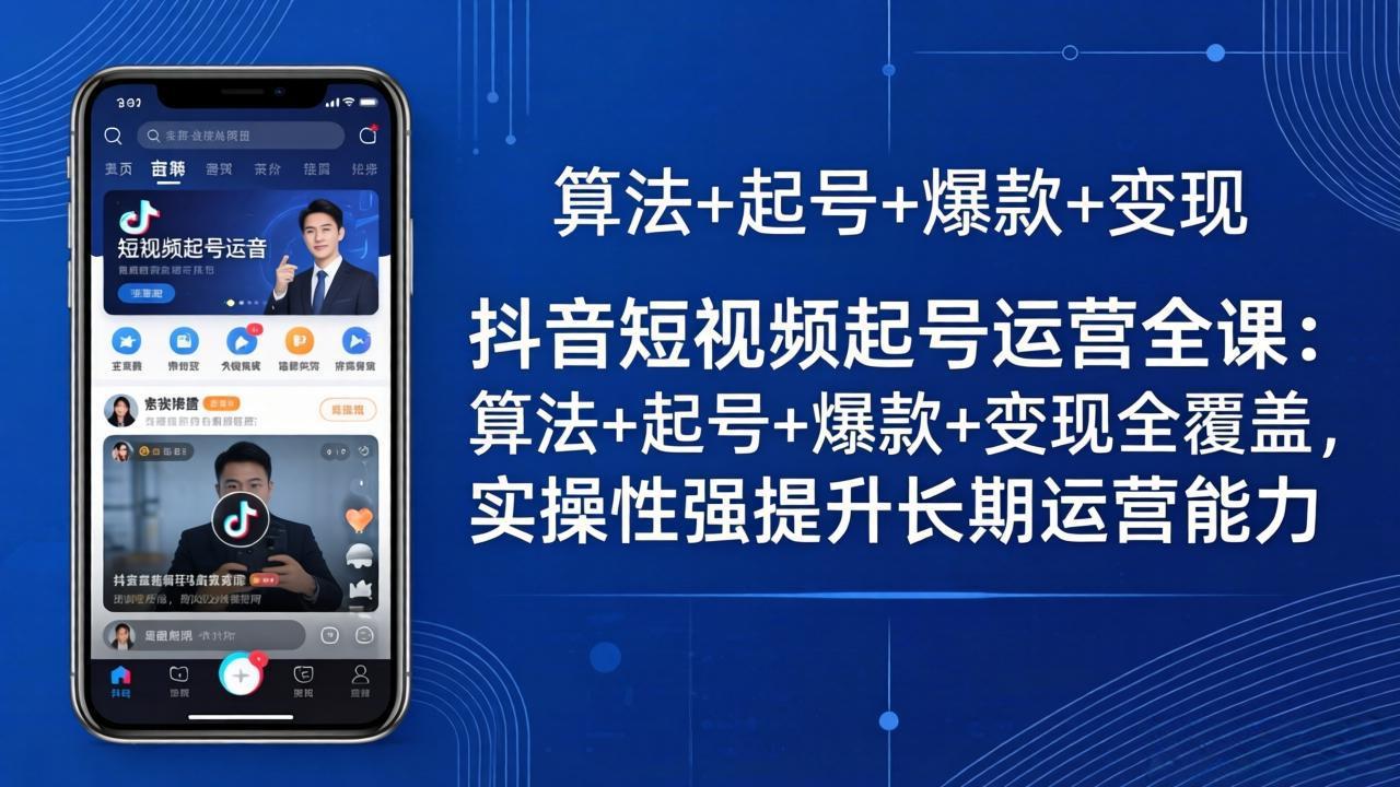 抖音短视频起号运营全课：算法+起号+爆款+变现全覆盖，实操性强提升长期运营能力-资源后花园