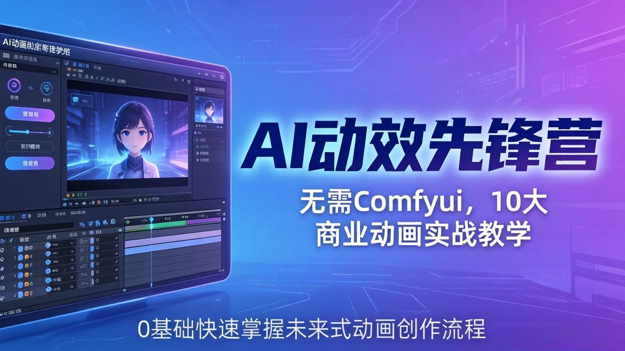 AI 动效先锋营：无需Comfyui，10大商业动画实战教学，0基础快速掌握未来式动画创作流程-资源后花园