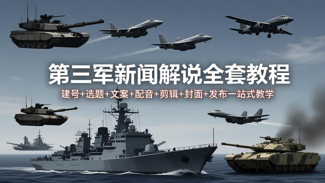 第三军迷新闻解说全套教程：建号+选题+文案+配音+剪辑+封面+发布一站式教学-资源后花园