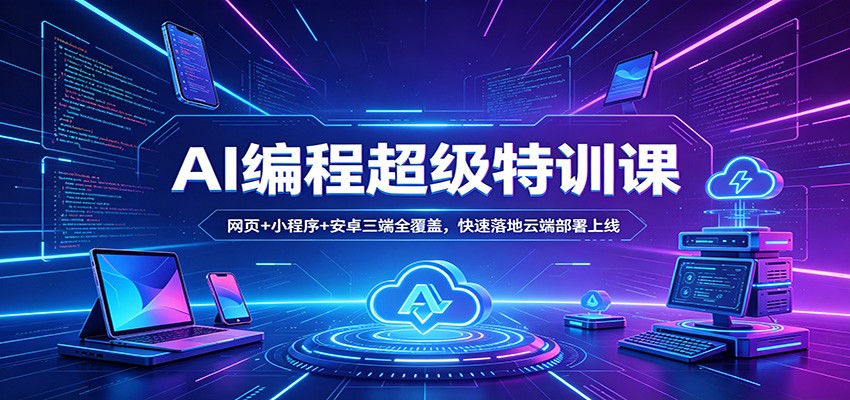 AI编程超级特训课：网页+小程序+安卓三端全覆盖，快速落地云端部署上线-资源后花园