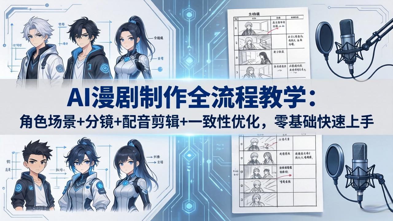 AI漫剧制作全流程教学：角色场景+分镜+配音剪辑+一致性优化，零基础快速上手-资源后花园