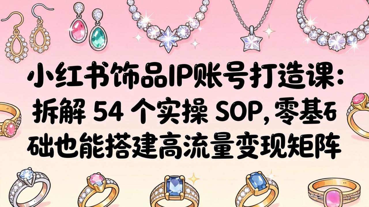小红书饰品IP账号打造课：拆解 54 个实操 SOP，零基础也能搭建高流量变现矩阵-资源后花园