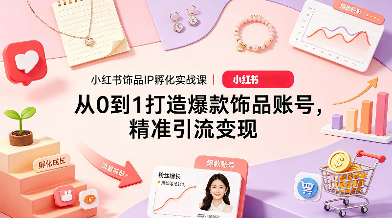 小红书饰品IP孵化实战课｜从0到1打造爆款饰品账号，精准引流变现-资源后花园