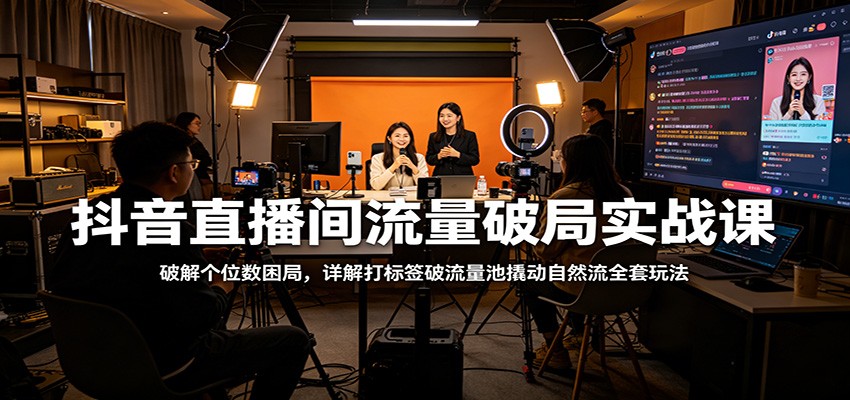 抖音直播间流量破局实战课：破解个位数困局，详解打标签破流量池撬动自然流全套玩法-资源后花园