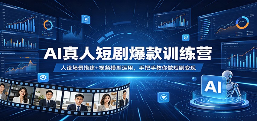 AI真人短剧爆款训练营：人设场景搭建+视频模型运用，手把手教你做短剧变现-资源后花园