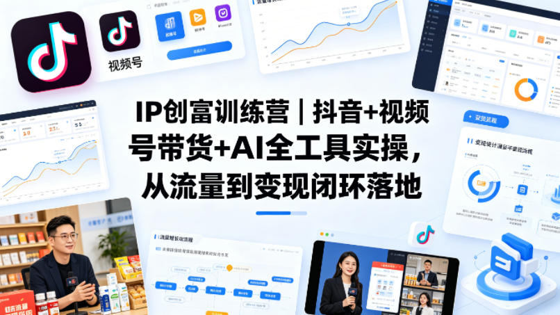 IP创富训练营｜抖音+视频号带货+AI全工具实操，从流量到变现闭环落地-资源后花园
