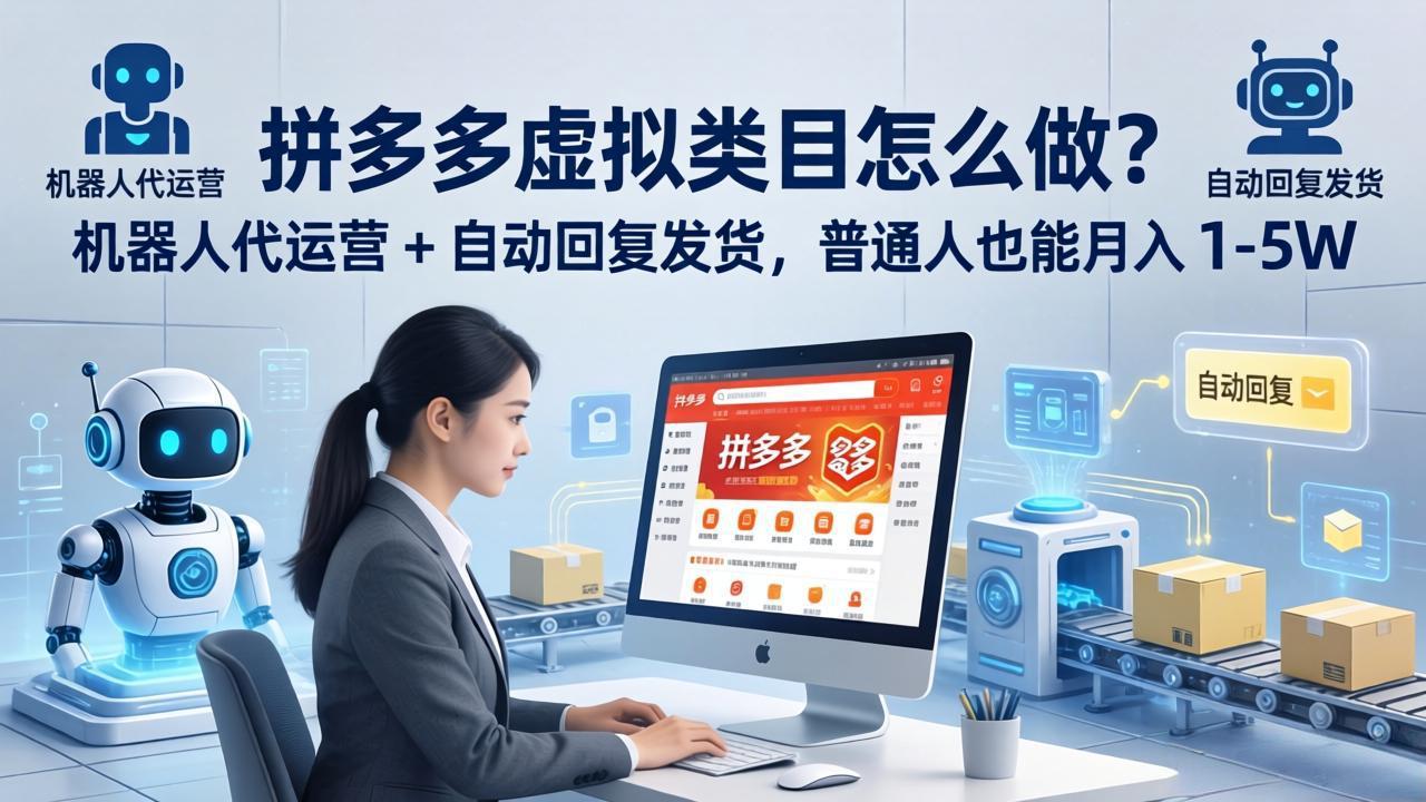 拼多多虚拟类目怎么做？机器人代运营 + 自动回复发货，普通人也能月入 1-5W-资源后花园
