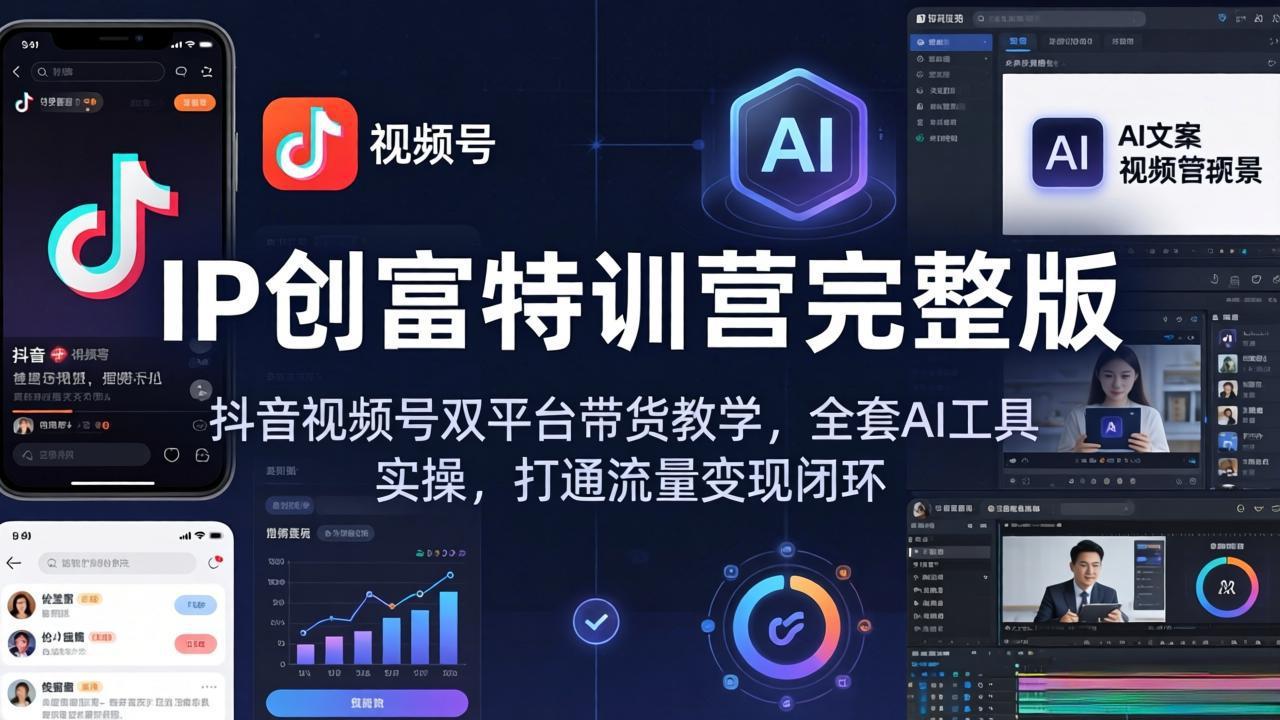 IP创富特训营完整版：抖音视频号双平台带货教学，全套AI工具实操，打通流量变现闭环-资源后花园
