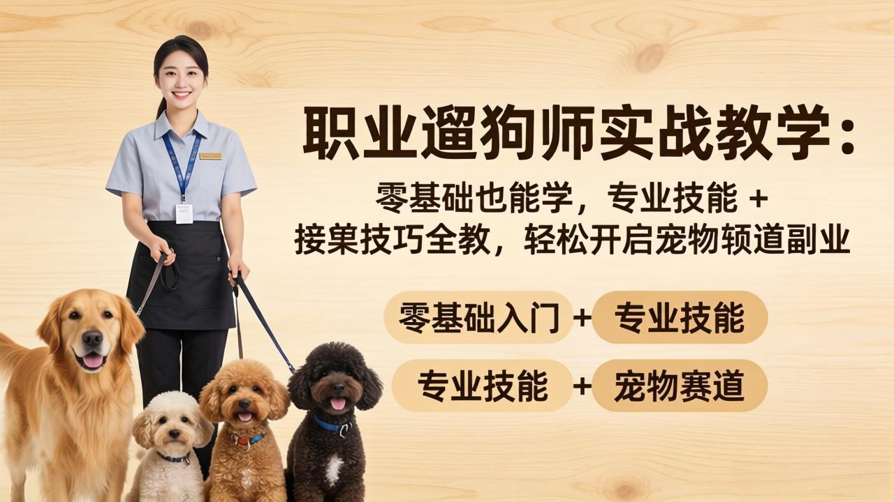 职业遛狗师实战教学：零基础也能学，专业技能 + 接单技巧全教，轻松开启宠物赛道副业-资源后花园