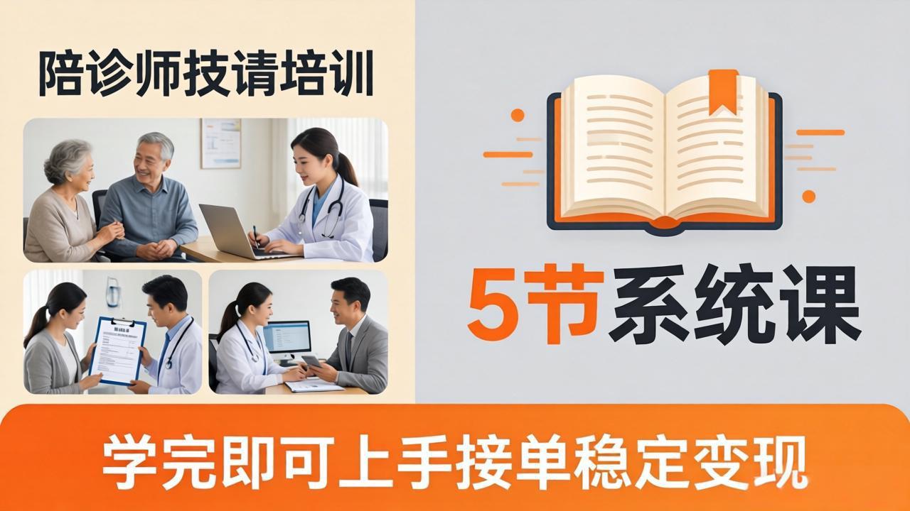 想做陪诊师不知从何下手？5节系统课教你掌握核心技能，学完即可上手接单稳定变现-资源后花园